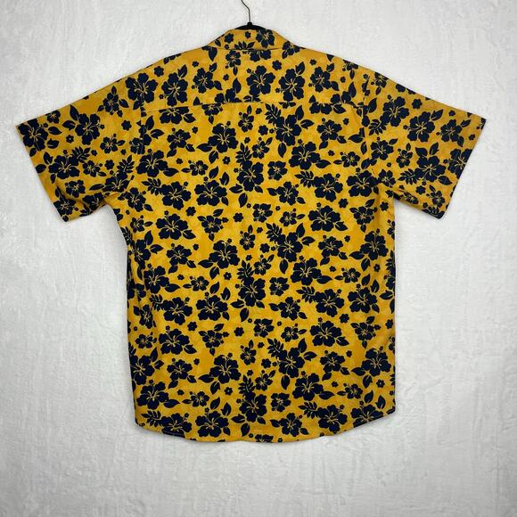 Dixxon Button Up Shirt Mens XL Aloha Series D-Lite Yellow Hibiscus Short Sleeve - Picture 2 of 14